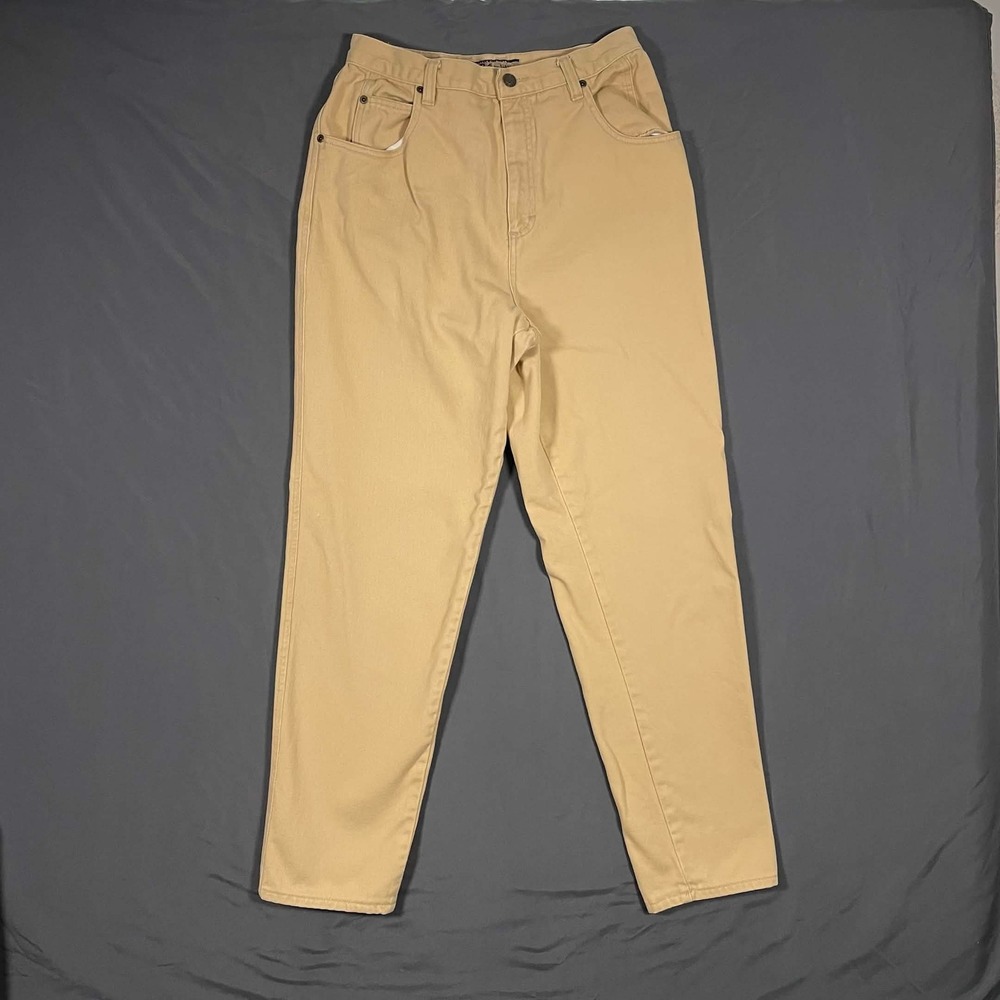 Gloria Vanderbilt Signature Label Tan Khaki Mom Jeans High Rise Tapered Size 12